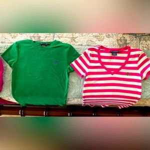 Ralph Lauren cotton T-shirts size M green and pink stripe